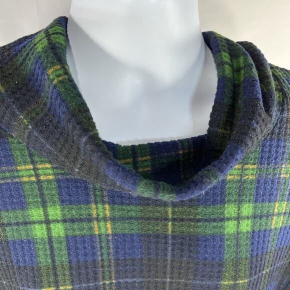 Torrid Women’s Brushed Waffle Cowl Top Size 2 Plaid Green Blue Pullover - Picture 2 of 11